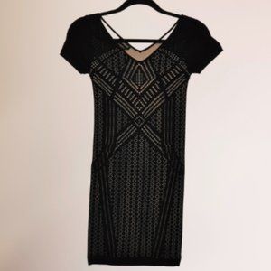 BEBE LACE OVERLAY MINI DRESS - BLACK-MED-LG